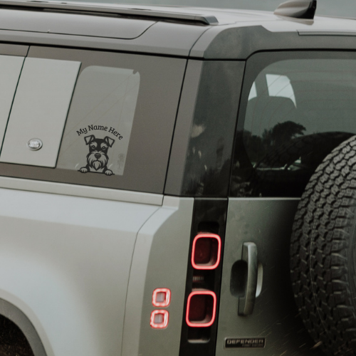Miniature Schnauzer Sticker with Name | Personalized Vinyl Dog Decal for Car, Laptop or Window
